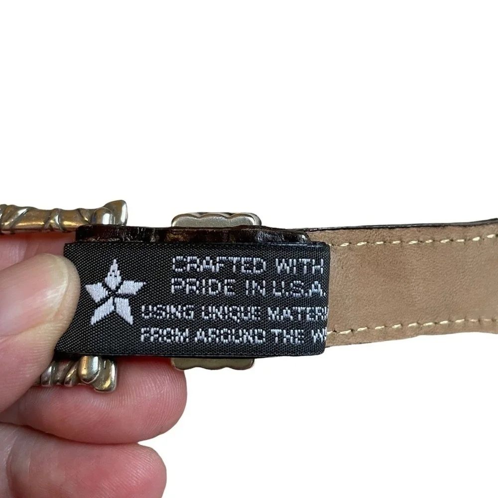 Brighton Brown Leather Tan Silver Belt‎ Women's